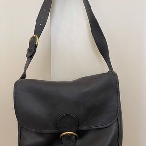 Coach black leather book bag